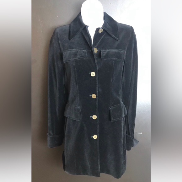 Vtg J.CREW Collection Italy Velvet Velour Jacket Mid Length Coat Rare Blazer - Picture 10 of 10